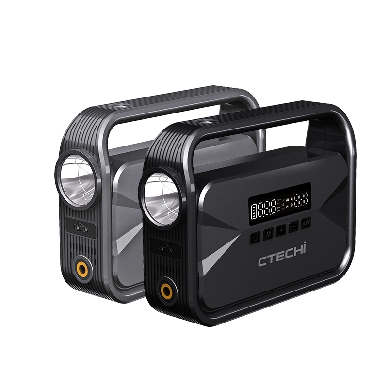 CTECHI CTQ-08 12V Lade- und Starthilfe-Powerpack – 10000 mAh mit integrierter Luftpumpe, Schnellladung und eingebautem Griff 1