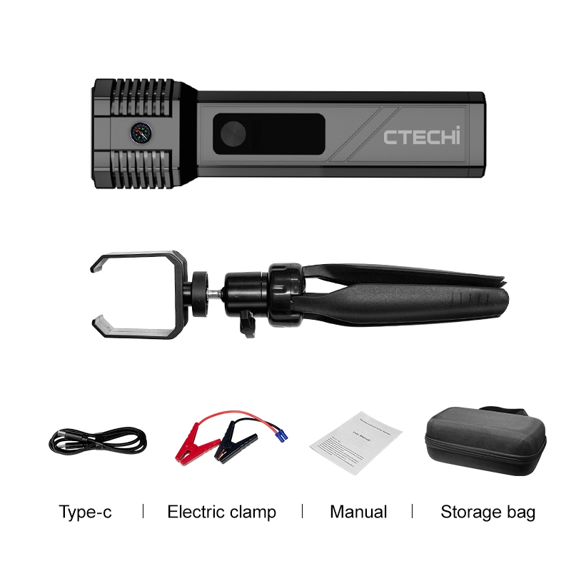 CTECHI CT-06A 12V Automotive Emergency Jump Starter & Power Bank – 10000mAh, 1200A Peak, Fast-Charging with Flashlight & Tripod 2