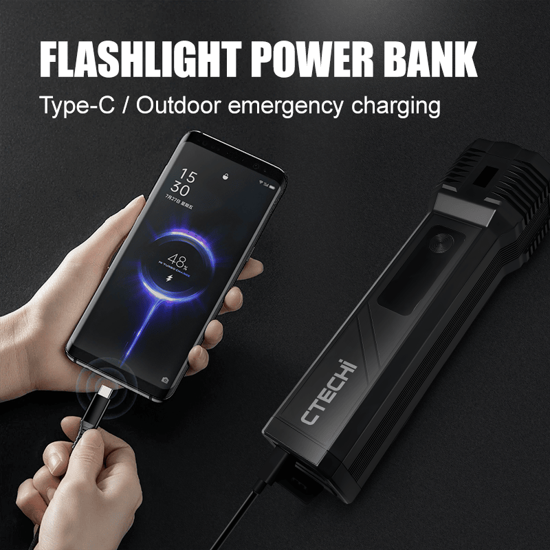 CTECHI CT-06A 12V Automotive Emergency Jump Starter & Power Bank – 10000mAh, 1200A Peak, Fast-Charging with Flashlight & Tripod 6