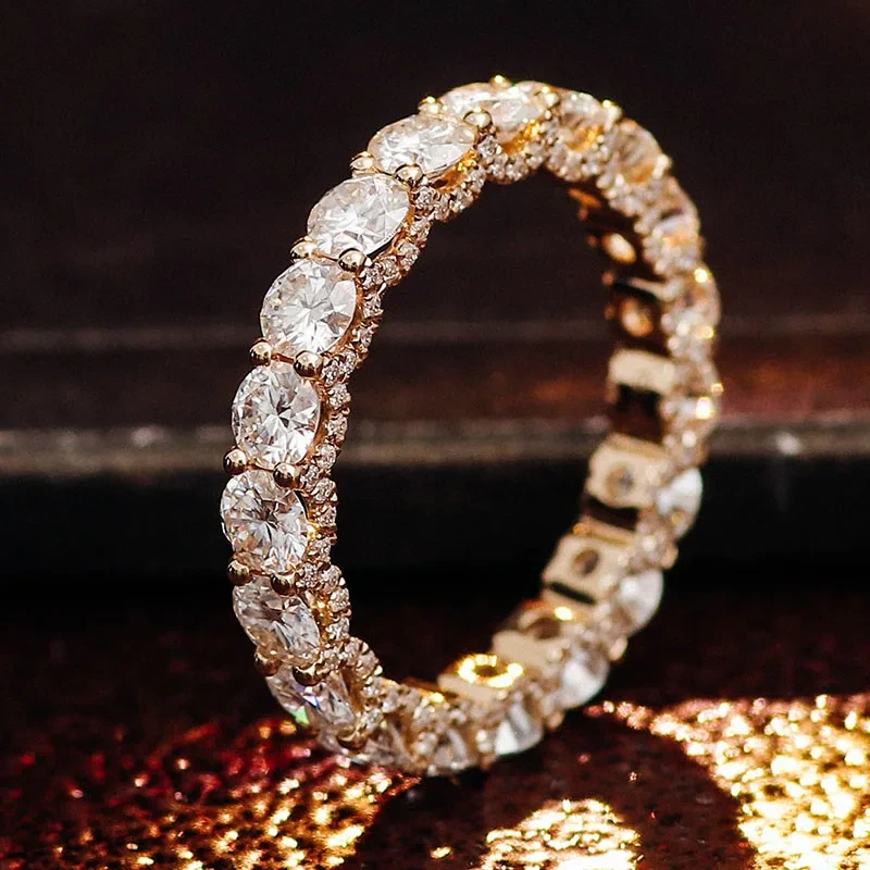 Fine bijoux femmes 14k 18k 18 anneaux d'éternité de l'éternité de mariage anneau de pierre de pierre de mariage 1