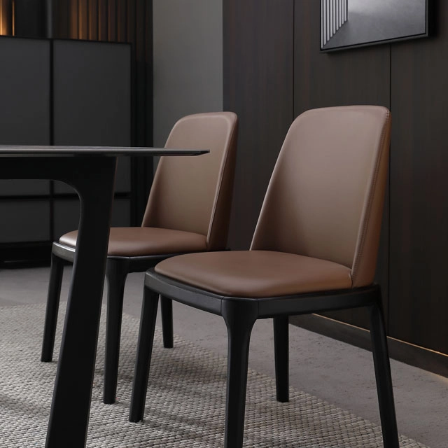 brown leather dining chairs