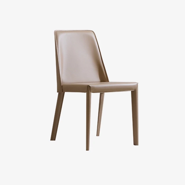 Modern Saddle Leather Upholstered Dining Kitchen Chair with Metal Legs 1