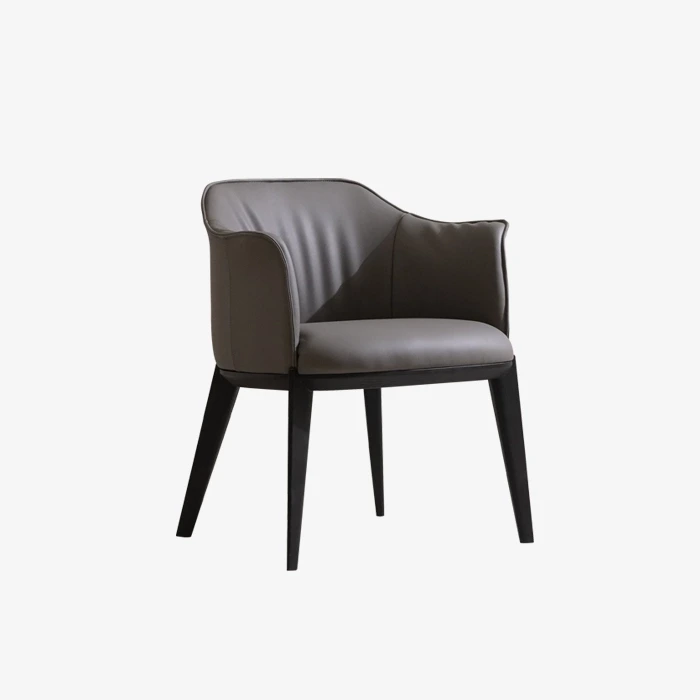 Moderno sillón tapizado en terciopelo&Sillón de comedor de cuero con patas de madera 1