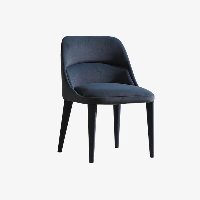 Silla de comedor tapizada de terciopelo azul moderna 1
