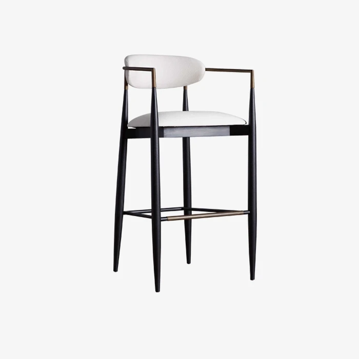 Cadeira alta de barrass de metal branca elegante e elegante 1