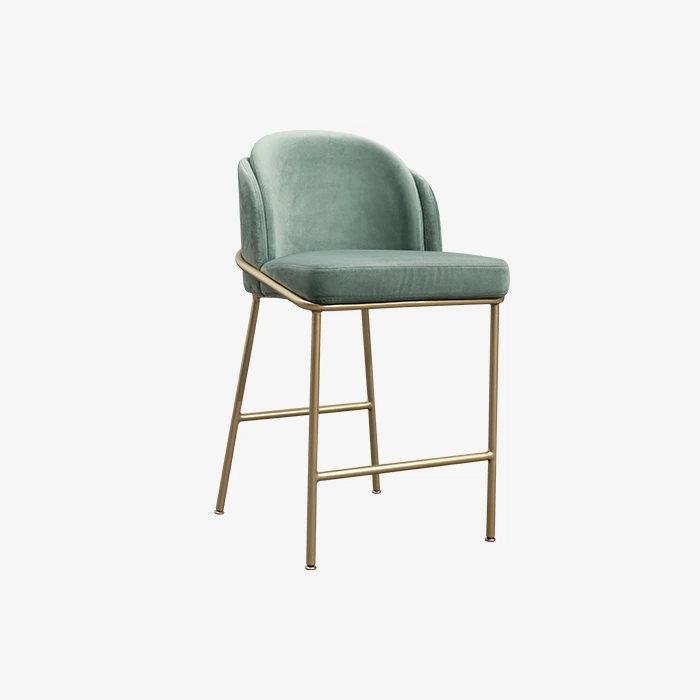Silla de comedor de cocina minimalista de taburetes de metal de cuero de terciopelo 1