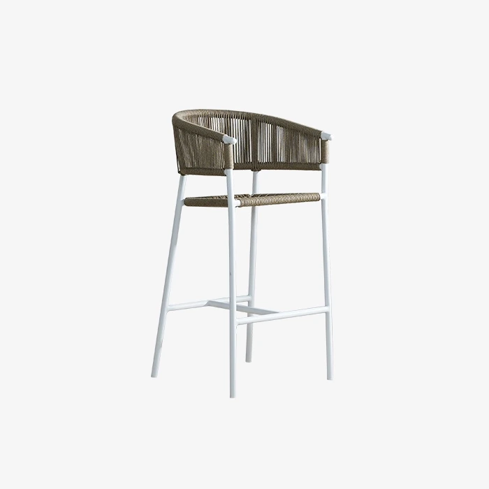 Taburetes de metal de tejido blanco Silla de exterior Muebles de cocina 1