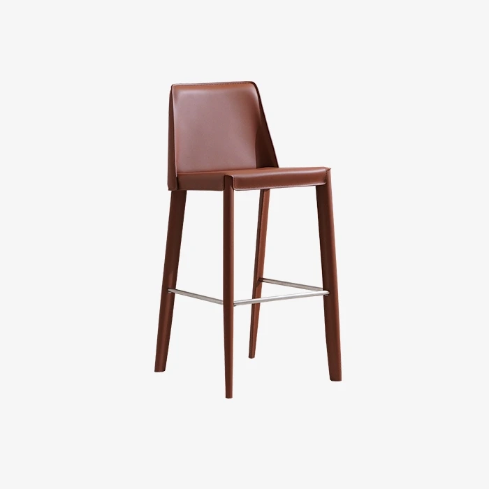 Minimalist Modern Leather High Barstool &Counter Stool with Backrest 1