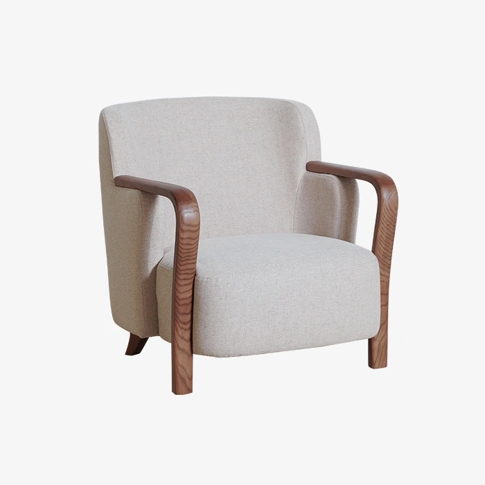 Sillón moderno con detalles en madera de nogal 1