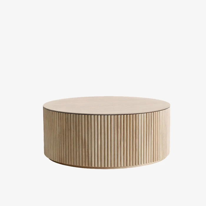 Swedish Solid Ash Wood Round Coffee Table Living Room 1