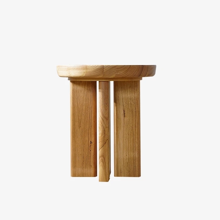 Tables d'appoint rondes en bois massif pour lit de salon 4 pieds 1