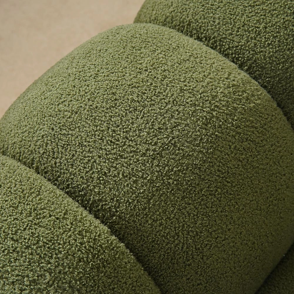 Sofá perezoso verde de estilo moderno, sofá de tres plazas de tela Sherpa con almohadas para sala de estar 9