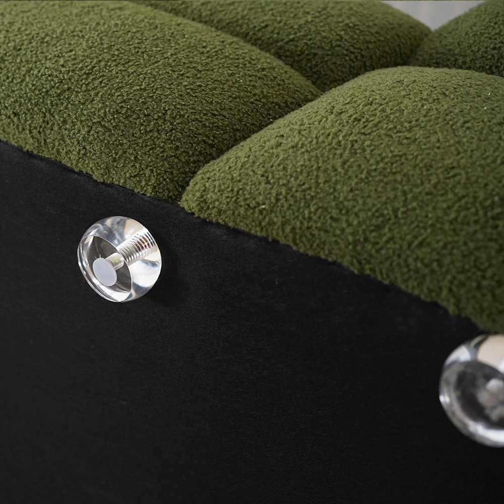 Sofá perezoso verde de estilo moderno, sofá de tres plazas de tela Sherpa con almohadas para sala de estar 11