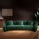 Modern Dark Green Curved Three-seater Velvet Sofa Couch with Pillows for Living Room-1 2