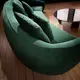 Modern Dark Green Curved Three-seater Velvet Sofa Couch with Pillows for Living Room-1 3
