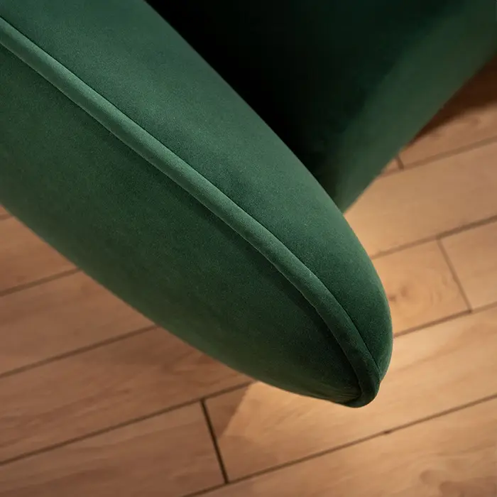 Modern Dark Green Curved Three-seater Velvet Sofa Couch with Pillows for Living Room-1 6