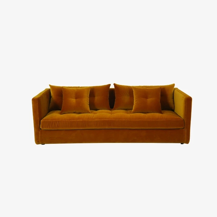 Modern Orange Velvet Loveseat Sofa 3 Seater For Living Room Furniture 1