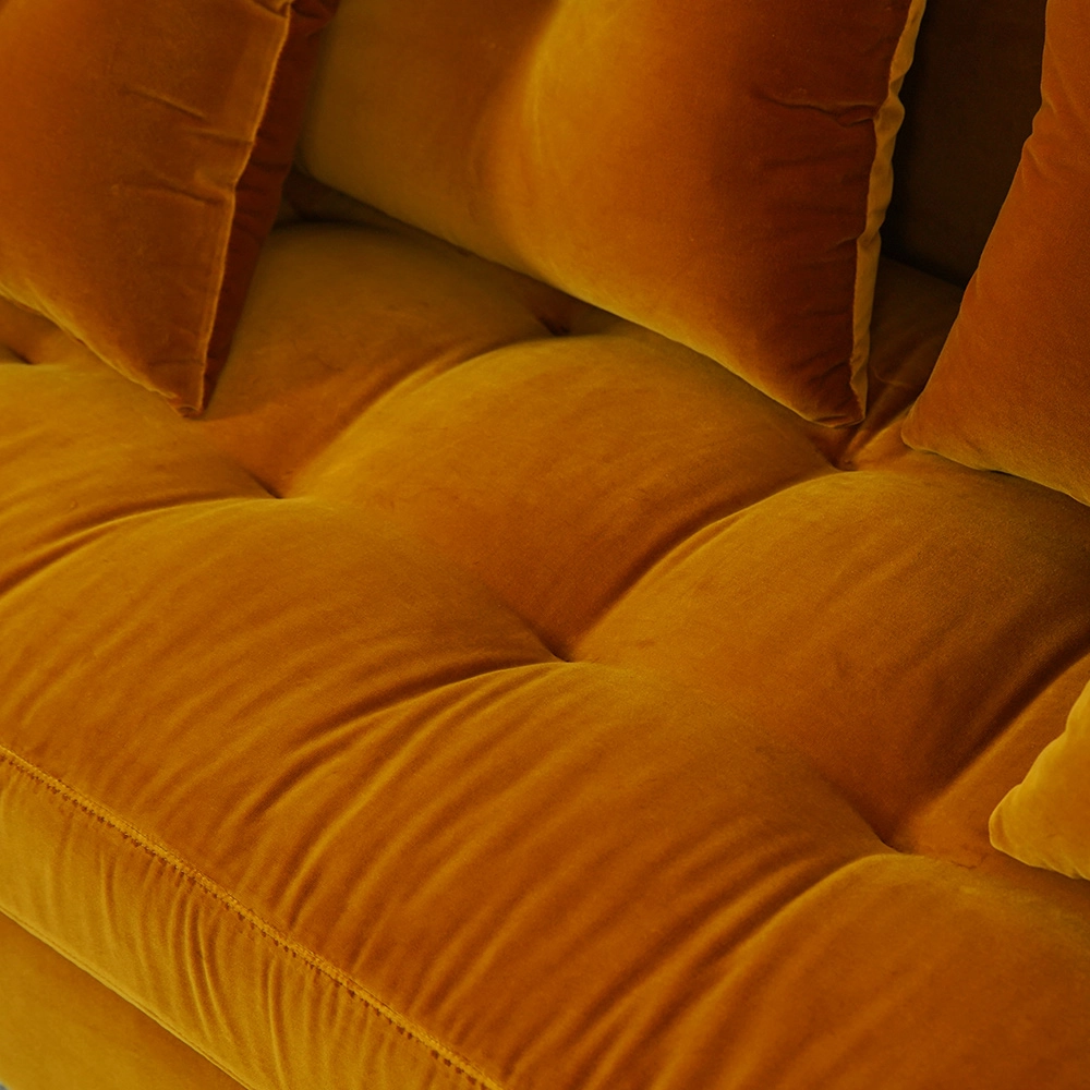 Modern Orange Velvet Loveseat Sofa 3 Seater For Living Room Furniture 7