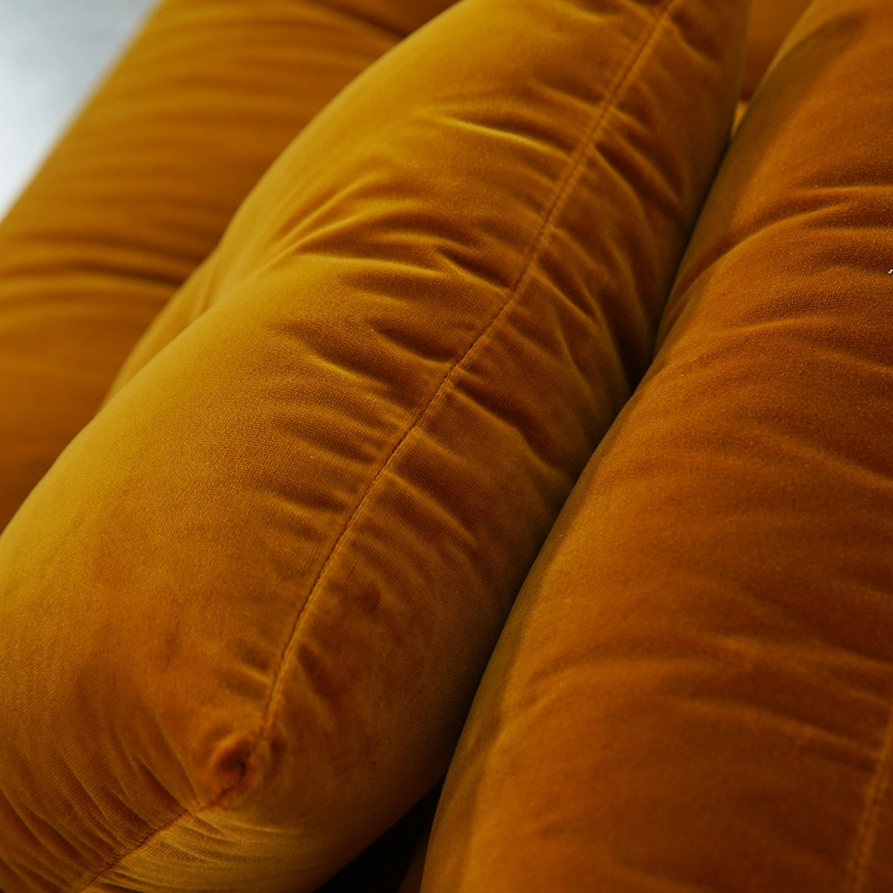 Modern Orange Velvet Loveseat Sofa 3 Seater For Living Room Furniture 10