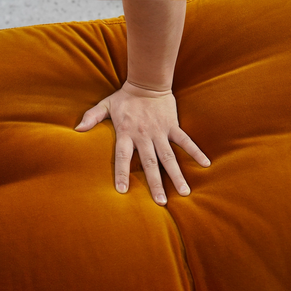Modern Orange Velvet Loveseat Sofa 3 Seater For Living Room Furniture 8