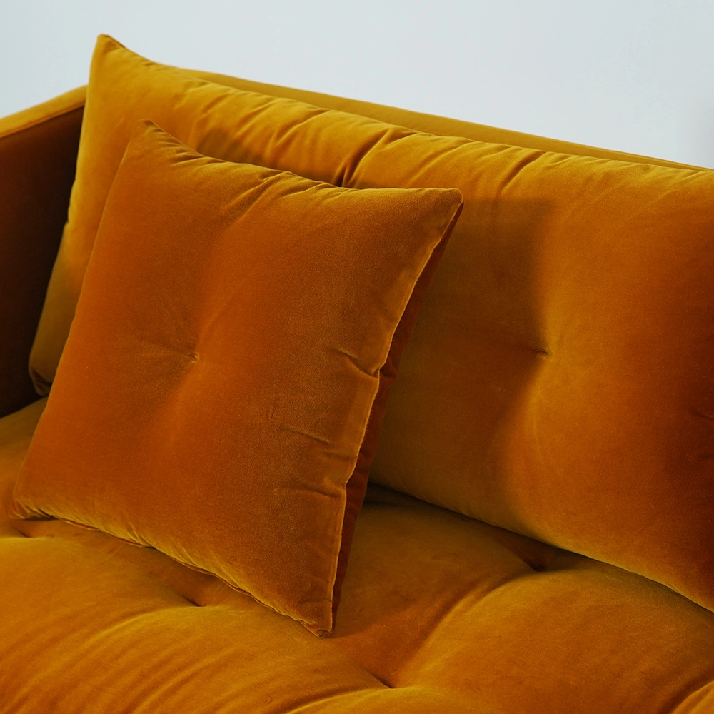 Modern Orange Velvet Loveseat Sofa 3 Seater For Living Room Furniture 11