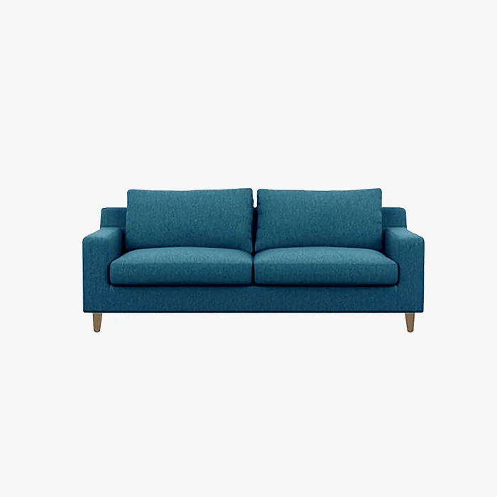 Living Room Furniture Blue Fabric Sofa Armchair Wood Legs Sofa 1