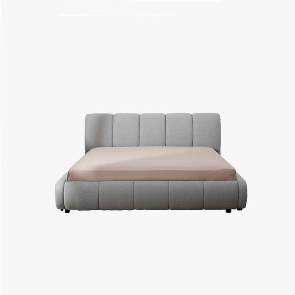 Modern Upholstered Platform Bed in Gray with Wood Frame 1