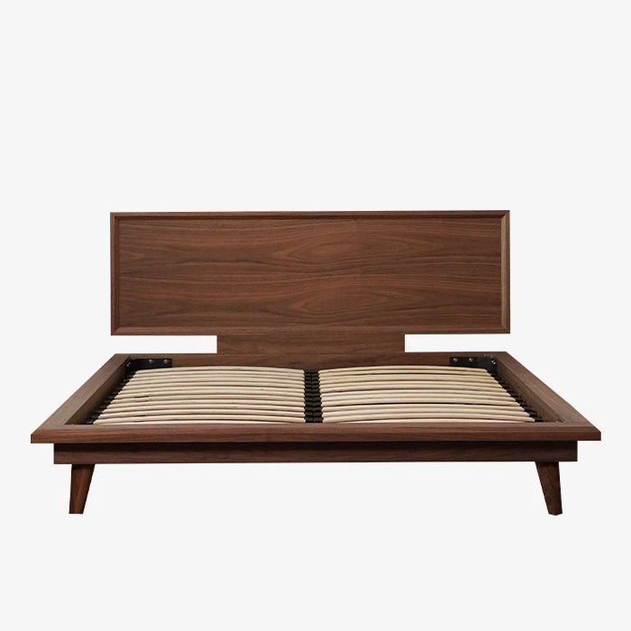 Letto moderno con piattaforma in noce di lusso 1