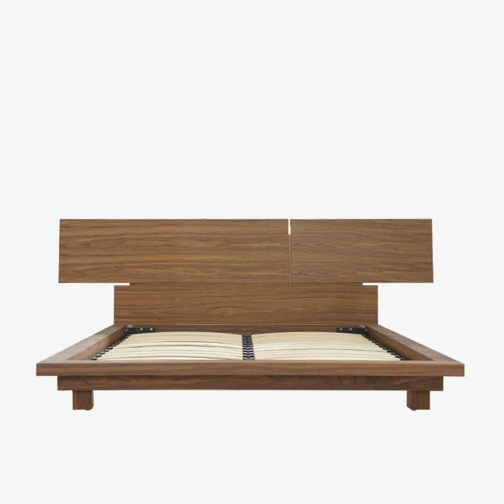 Modern notenhouten platform-queensize bed 1
