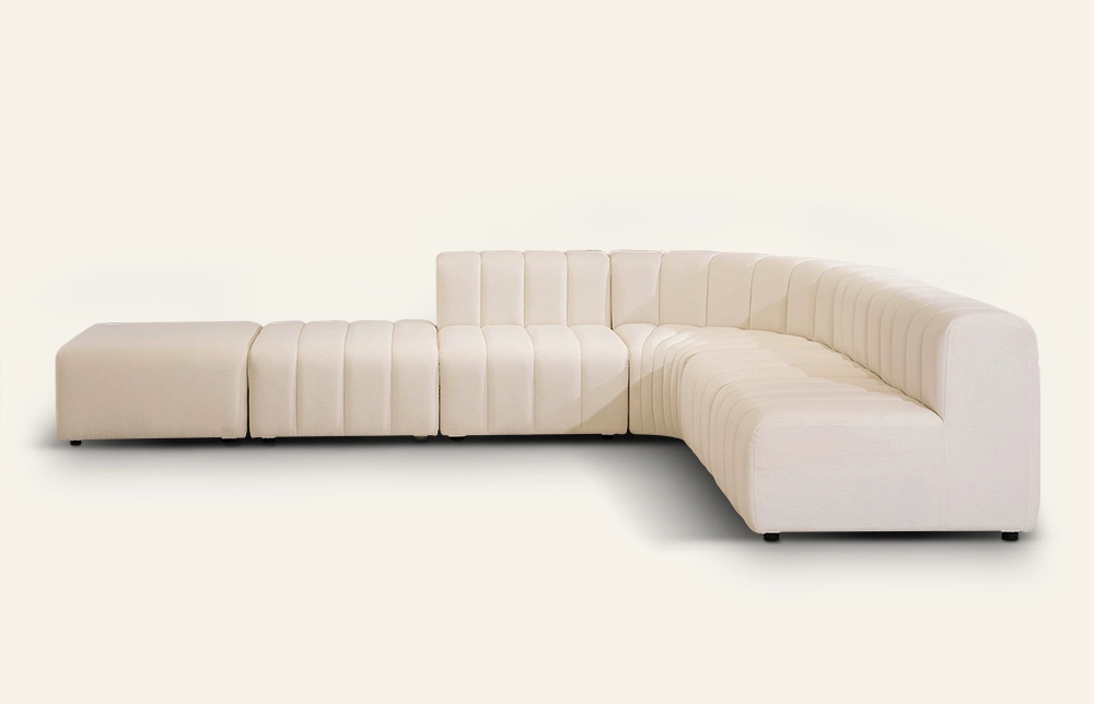 Outdoor Minimalist Modular Upholstered L-shaped Sectional Sofa with Ottoman M070 2