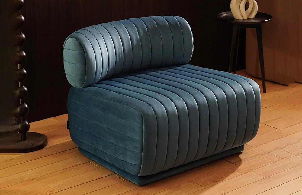 Modern Home Single Sofa Velvet Fabric Armless Lounge Chair 1