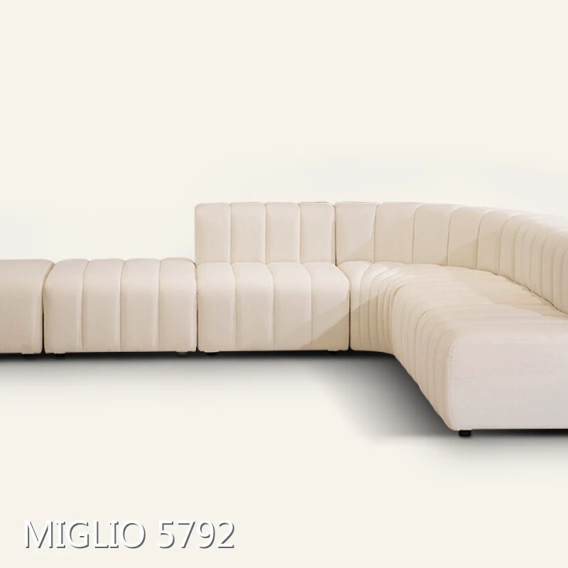 Outdoor Minimalist Modular Upholstered L-shaped Sectional Sofa with Ottoman M070 1