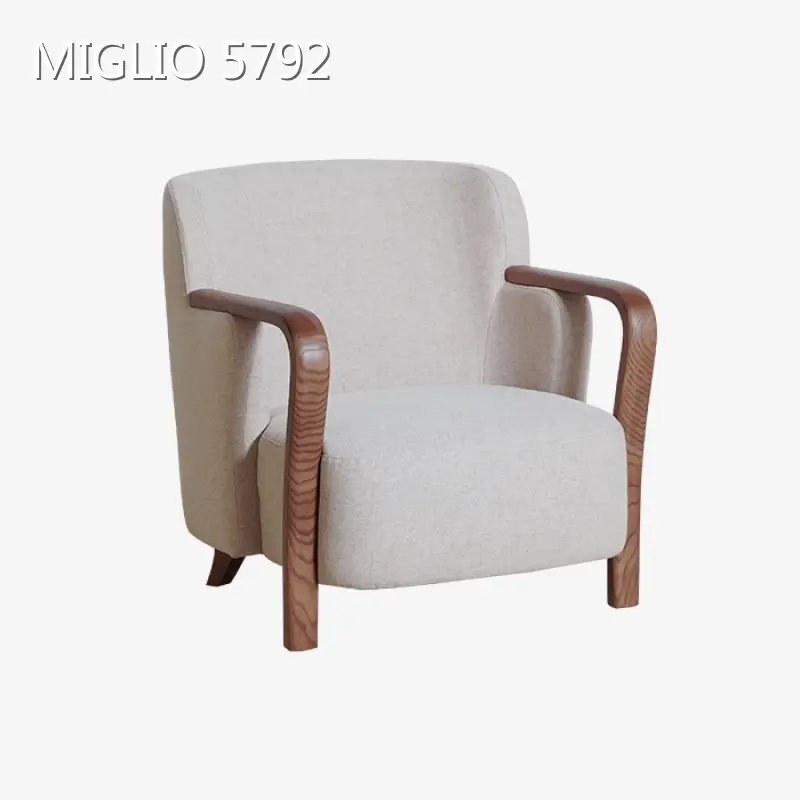 Round Lounge Chair Cotton Linen / Customized - - MIGLIO 5792 1