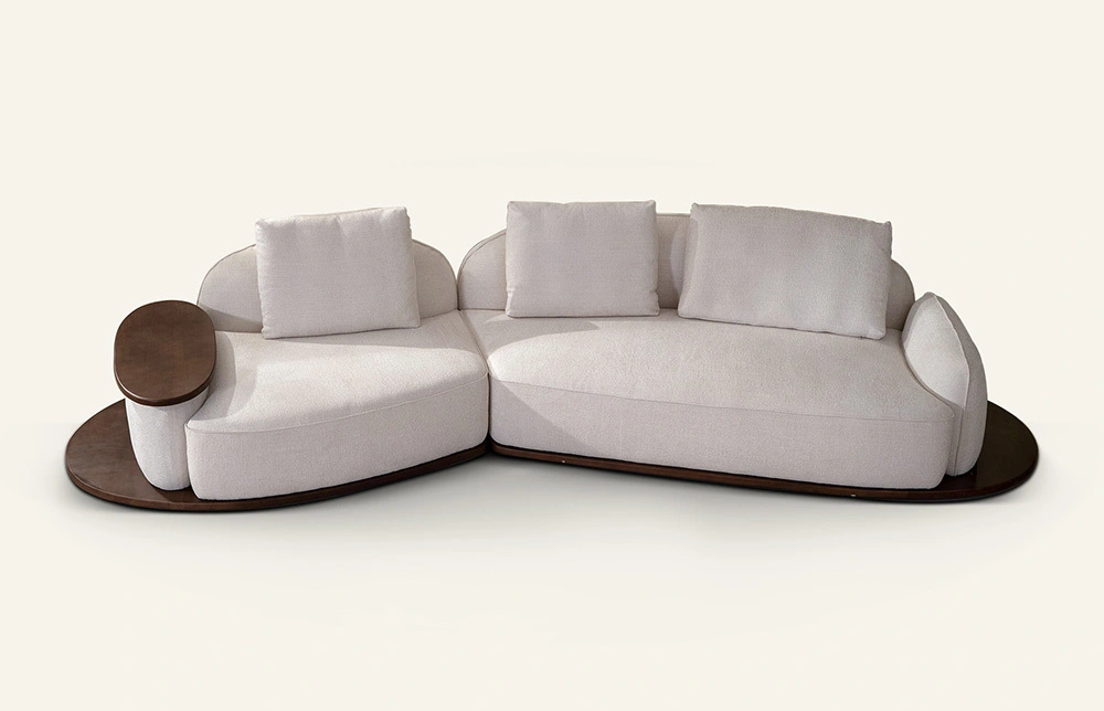 Audrey Fabric sofa Sectional with wooden armrests M088 1