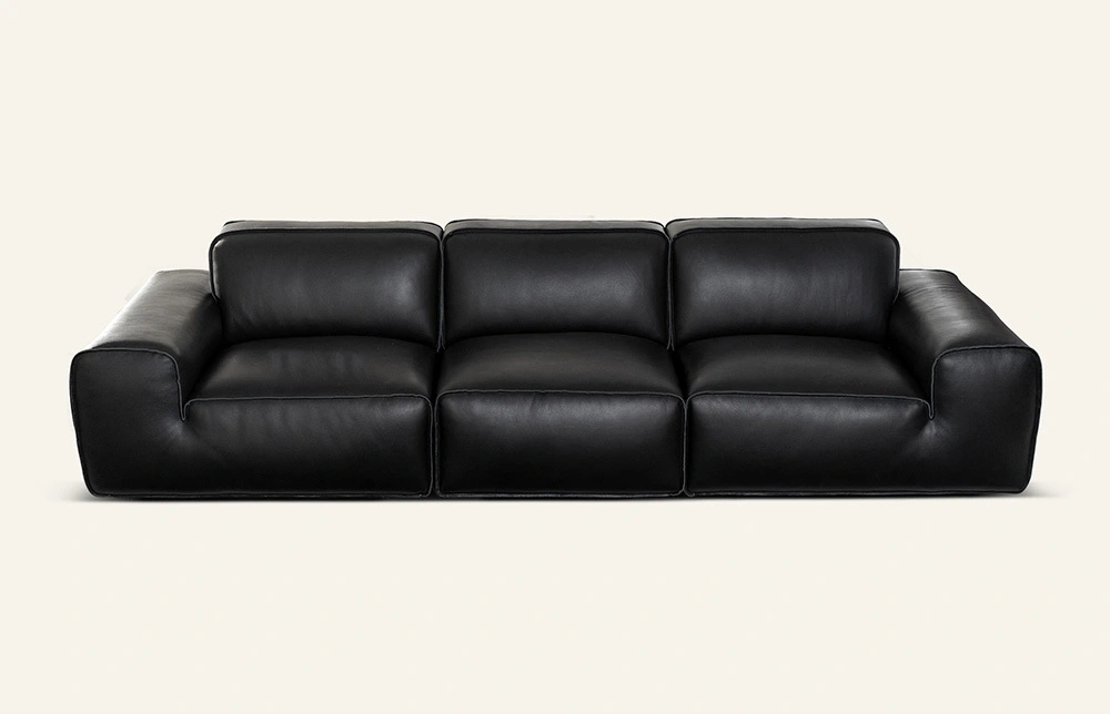 Miglio Ossidiana Black leather Sofa 4-seater M185 1