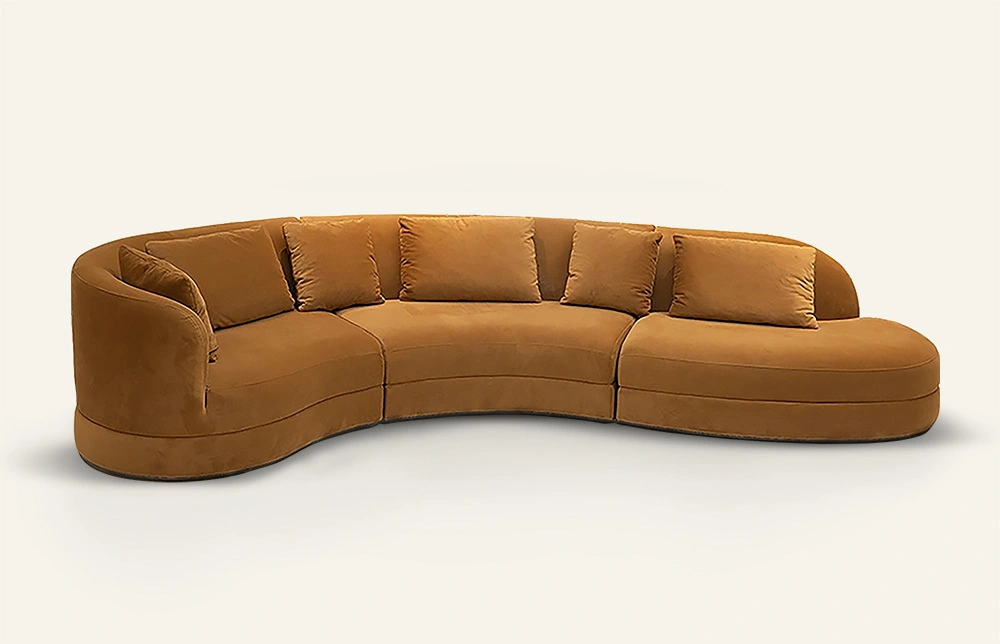 Crescent Brown Fabric Curved sectional Sofa M075 1