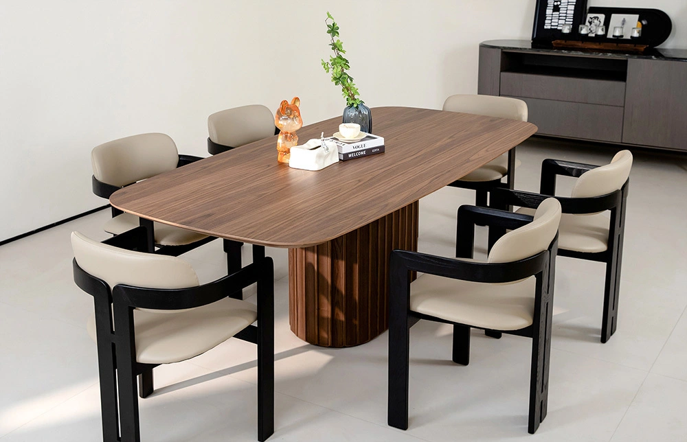 Miglio Tander Rayed Wood Rectangle Mesa de comedor TD TD1039 1