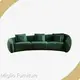 Modern Dark Green Curved Three-seater Velvet Sofa Couch with Pillows for Living Room-1 1