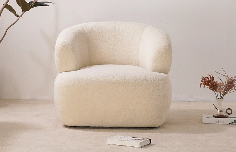 Minimalist White Armrest Lounge Chair Living Room M001 1