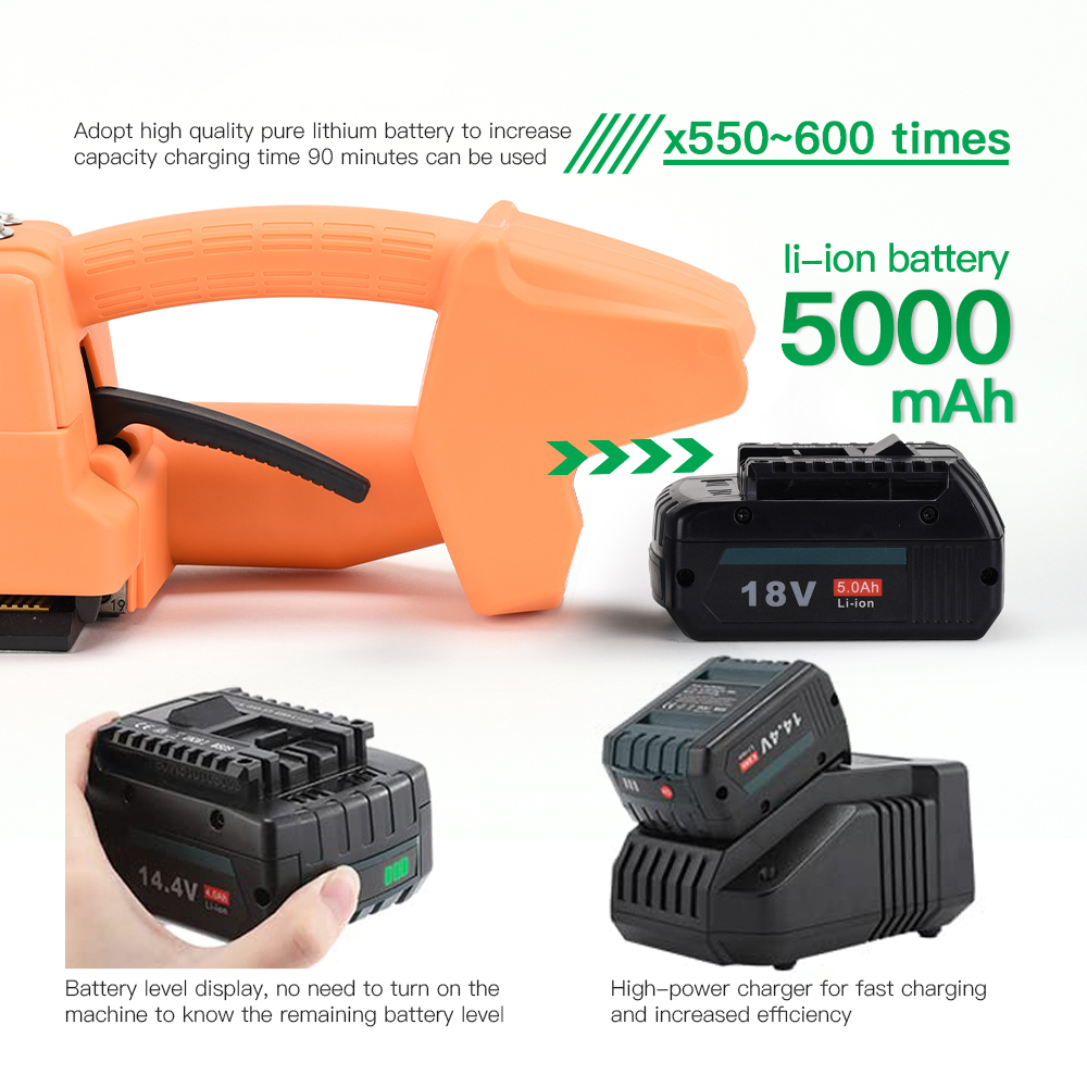 Outil de cerclage automatique de la batterie automatique de traction élevée pour l'utilisation de PP / PET 8