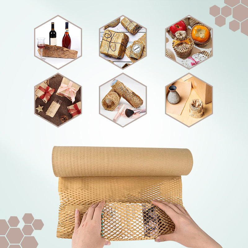مخصص OEM Kraft Paper Wholecomb Wrap with Fragile Sticker Labels لمصنعي التغليف من الصين | yjnpack 5