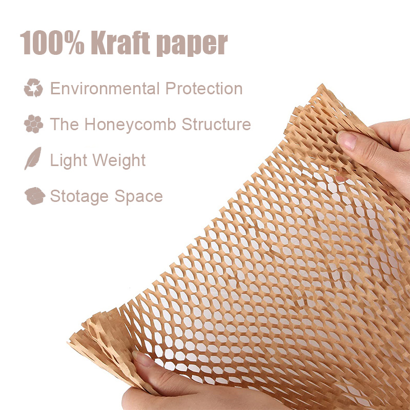 مخصص OEM Kraft Paper Wholecomb Wrap with Fragile Sticker Labels لمصنعي التغليف من الصين | yjnpack 2