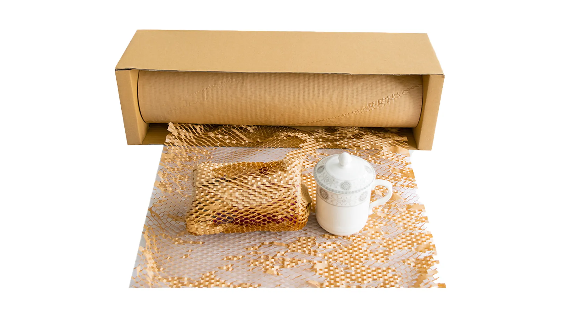 Yjnpack Kraft Honeycomb Roll Roll Roll Protective Paper Cushion Wrapping Packaging de panal 1