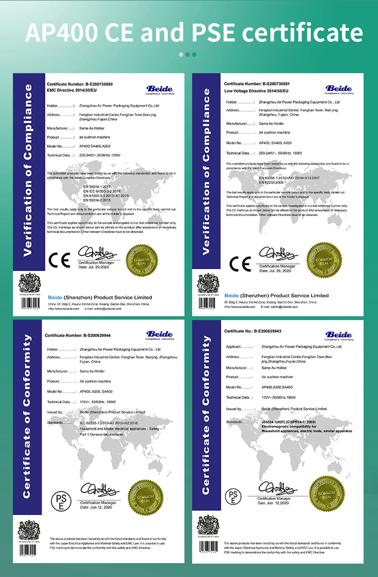 Machine de sac d'oreiller à air scellé de technologie de l'environnement Scellé 8