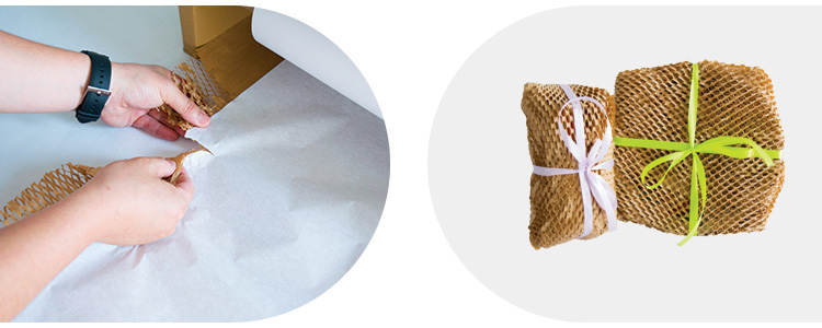 70gsm 80gsm Brun Brun Kraft Roll Cushion Wrap Paper d'emballage en nid d'abeille 10