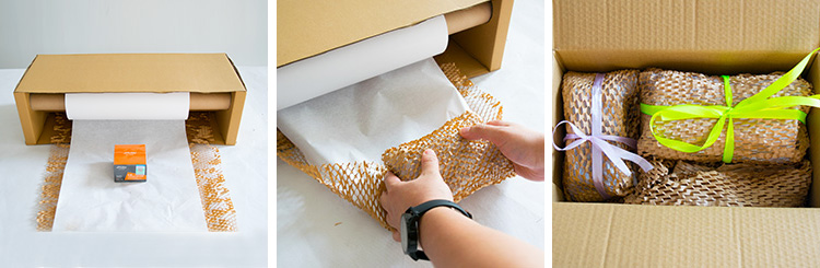 70gsm 80gsm Brun Brun Kraft Roll Cushion Wrap Paper d'emballage en nid d'abeille 12