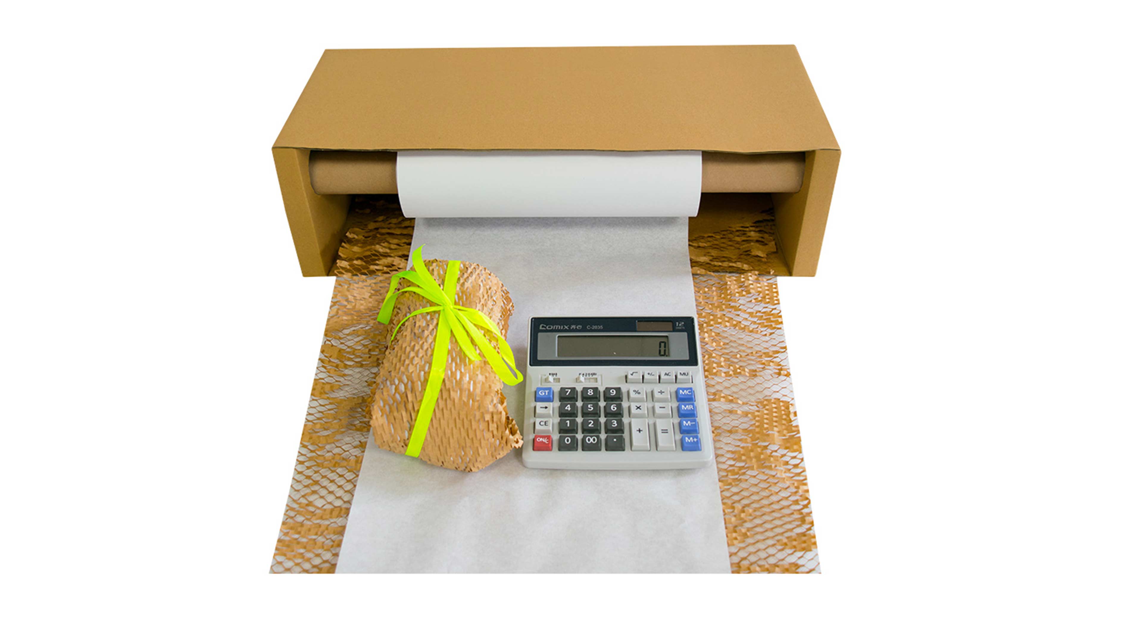 Protección de envío Kraft Roll Dispenser Empacado de cartón Papel de envoltura de panal 1