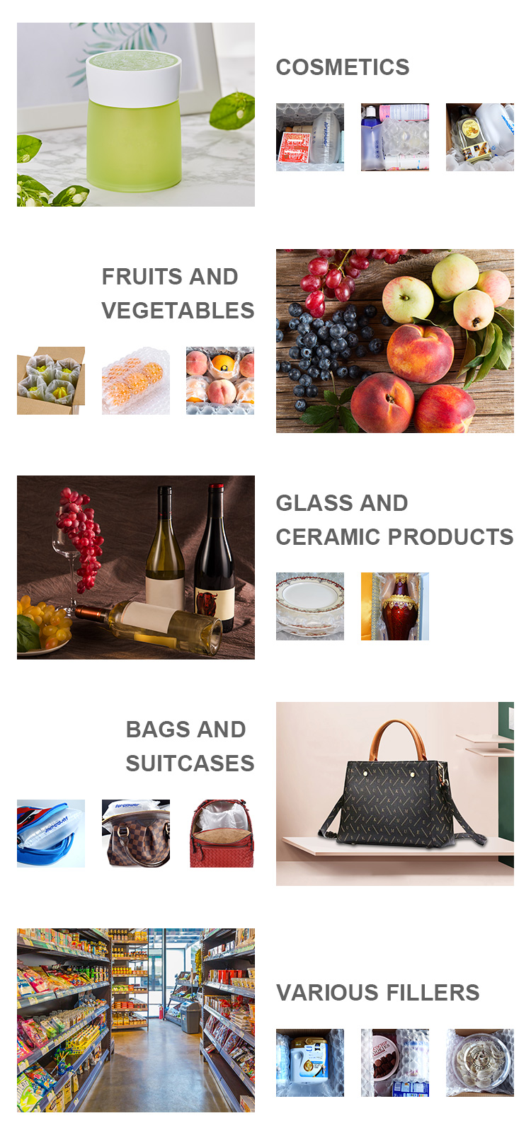 Film à bulles gonflables OEM Le film de coussin d'air est utilisé pour les coussins d'emballage pour protéger les articles 2