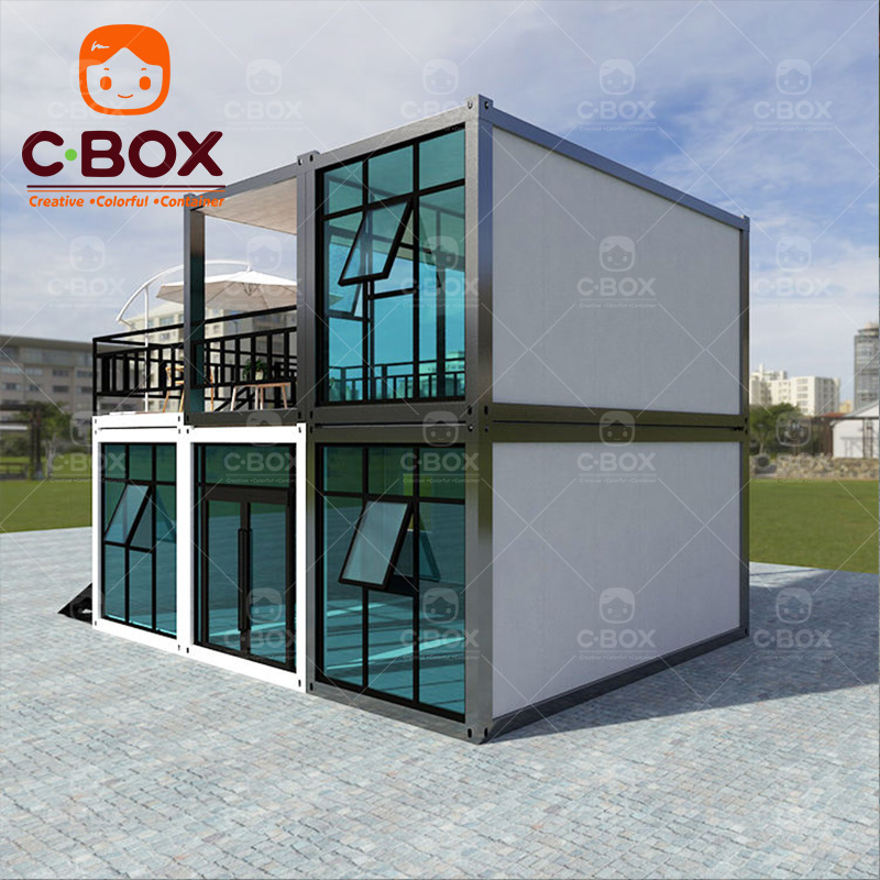 Kit Rumah Kontainer Prefabrikasi Rumah Modular dengan Balkon 4