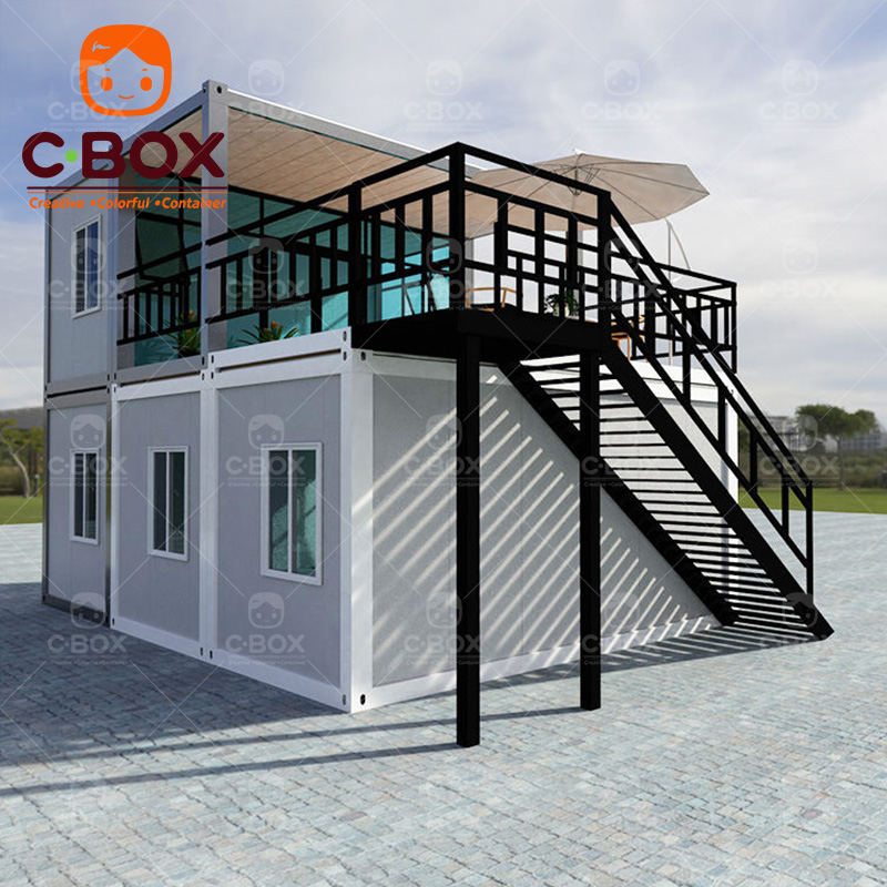 Kit Rumah Kontainer Prefabrikasi Rumah Modular dengan Balkon 6